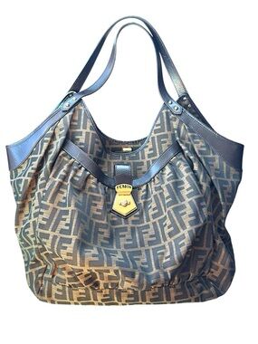 FENDI Zucca Chef Shoulder Bag Brown FF Monogram Hobo & Matching Wallet w/COA